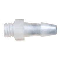 Cole-Parmer Threaded to Hose Barb Fitting, Straight Adapter, Natural Kynar®, Cleanroom Packed, 10-32 UNF x 1/8" ID; 10/Pk