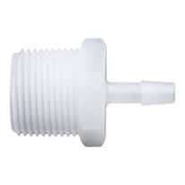 Cole-Parmer Threaded to Hose Barb Fitting, Straight Adapter, Natural Kynar®, Cleanroom Packed, 3/4" NPT(M) x 1/2" ID; 10/Pk