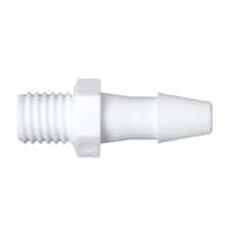 Cole-Parmer Threaded to Hose Barb Fitting, Straight Adapter, White Nylon, Cleanroom Packed, 1/4-28 UNF x 5/32" ID; 10/Pk