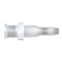 Cole-Parmer Luer to Hose Barb Fitting, Straight Adapter, Natural Kynar®, Cleanroom Packed, Panel-Mount Female Luer x 1/8" ID; 10/Pk