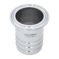 Cole-Parmer Fitting, 316L Stainless Steel, Straight, Sanitary Clamp to Hose Barb Adapter, 3/4" Clamp x 1/4" ID; 1/Each
