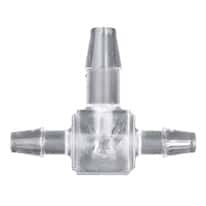 Cole-Parmer Hose Barb Fitting, Enlarging Tee, Natural Polycarbonate, 5/32" ID x 5/32" ID x 1/4" ID; 10/Pk