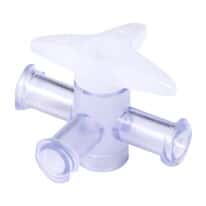 Cole-Parmer 4-Way Stopcock, Gamma-Stable Polycarbonate, Female x Slip Male x Female; 10/Pk
