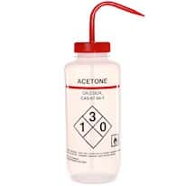 Cole-Parmer Safety Wash Bottle, LDPE, Vented, Acetone, 1000mL; 4/PK