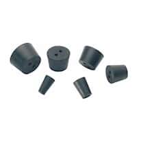Cole-Parmer Two-Hole Black Rubber Stoppers, Standard Size 9; 11/Pk