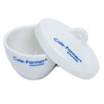 Cole-Parmer Wide-Form Crucible with Cover, Porcelain, 20 mL; 6/PK