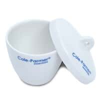 Cole-Parmer High-Form Crucible with Cover, Porcelain, 50 mL; 6/PK