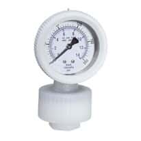 Cole-Parmer PVDF Pressure Gauge, PTFE diaphragm seal, 1/4" NPT(F); 0 to 100 psi