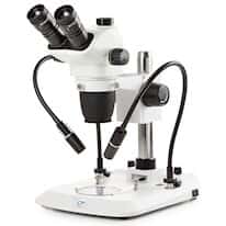 Cole-Parmer MSS-400 Professional Trinocular Stereozoom Microscope, Dual LED Flex-Arm, Pillar Stand; 100-240 VAC