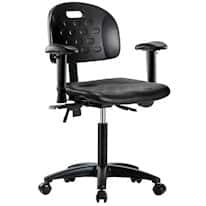 Cole-Parmer Black Polyurethane Desk Height Ergonomic Chair with arm rests and casters