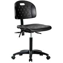 Cole-Parmer Black Polyurethane Bench Height Ergonomic Chair with casters