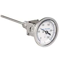 Cole-Parmer Industrial Bimetal Thermometer, 3” Dial, Adjustable Angle, 9” Stem, 0-250°F (-20-120°C)