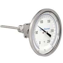 Cole-Parmer Industrial Silicone Filled Bimetal Thermometer 5” Dial, Adjustable Angle, 2 ½” Stem, 0-250°F (-20-120°C)