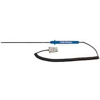 Cole-Parmer PFA-Ctd RTD Probe, 100 Ohm, ANSI 3-Blade Connector, 10" L, 5ft Coil Cord