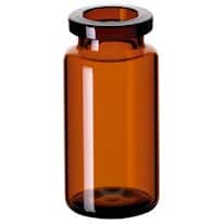 Cole-Parmer Headspace Vial, Amber Glass, 20 mm, DIN Crimp Neck, Round Bottom, 10 mL; 1000/pk