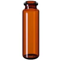 Cole-Parmer Headspace Vial, Amber Glass, 20 mm, Crimp Neck, Round Bottom, 20 mL; 1000/pk