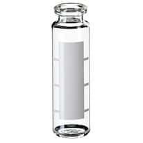 Cole-Parmer Headspace Vial, Glass, 20 mm, Crimp Neck, Round Bottom, with Label and Filling Lines, 20 mL; 1000/pk