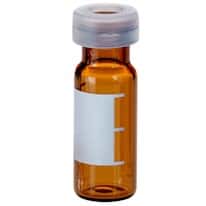 Cole-Parmer Vial and Cap Kit, 2 mL, Snap Ring Amber Vials with Label, PTFE/Silicone Septa, Mass Spec Quality; 100/pk