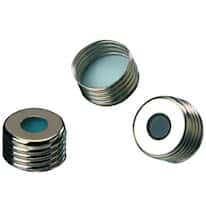 Cole-Parmer Screw Cap, Magnetic Silver, 18 mm, Silicone White/Red PTFE Septa; 1000/pk