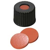 Cole-Parmer Screw Cap, Polypropylene, Black, 8 mm, Red Rubber/TEF Septa; 1000/pk