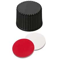 Cole-Parmer Screw Cap, Polypropylene, Black, 8 mm, Closed, UltraClean Silicone/Red PTFE Septa; 1000/pk