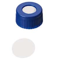 Cole-Parmer  Short Thread Cap, 9mm, Open Blue Polypropylene, PTFE Septa; 1000/pk