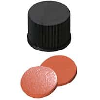 Cole-Parmer Screw Cap, Polypropylene, Black, 10 mm, Closed, Rubber/PTFE Septa; 1000/pk