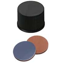 Cole-Parmer Screw Cap, Polypropylene, Black, 15 mm, Closed, Red Butyl/Grey PTFE Septa; 1000/pk
