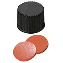 Cole-Parmer Screw Cap, Polypropylene, Black, 15 mm, Closed, Natural Rubber/TEF Septa; 1000/pk