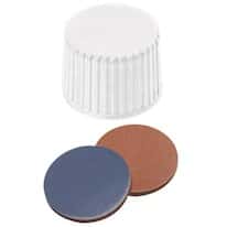 Cole-Parmer Screw Cap, Polypropylene, White, 20 mm, Closed, Red Butyl/Grey PTFE Septa; 1000/pk