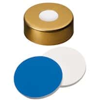 Cole-Parmer Gold Aluminum/Stainless Steel Magnetic Crimp Cap, 20 mm Dia., UltraClean™ Silicone/PTFE Septum w/Pre-Slit; 1000/pk
