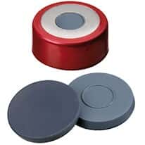 Cole-Parmer Red Aluminum/Stainless Steel Magnetic Crimp Cap, 20 mm Dia., Butyl/PTFE Septum w/8 mm Hole; 1000/pk