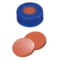 Cole-Parmer Snap Cap, Soft Polyethylene, Blue, 11 mm, Rubber/TEF Septa; 1000/pk
