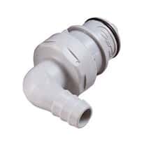 CPC (Colder) HFCD12 Quick-Disconnect Fitting, Hose Barb Insert, Elbow, Polypropylene, Valved, 3/8" ID