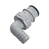 CPC (Colder) HFCD12 Quick-Disconnect Fitting, Hose Barb Insert, Elbow, Polypropylene, Valved, 1/2" ID
