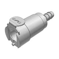 CPC (Colder) LCD Quick-Disconnect Fitting, Hose Barb Body, Chrome-Plated Brass, Valved, 1/4" ID; 1/Each