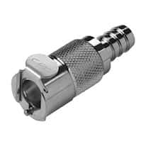 CPC (Colder) LCD Quick-Disconnect Fitting, Hose Barb Body, Chrome-Plated Brass, Valved, 3/8" ID; 1/Each