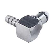 CPC (Colder) LCD Quick-Disconnect Fitting, Hose Barb Insert, Elbow, Chrome-Plated Brass, Valved, 1/4" ID; 1/Each