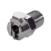 CPC (Colder) MCD Quick-Disconnect Fitting, Threaded Body, Chrome-Plated Brass, Valved, 1/4" NPT