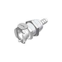 CPC (Colder) PLCD Quick-Disconnect Fittings, Hose Barb Body, Panel Mount, Acetal, Valved, 1/4" ID