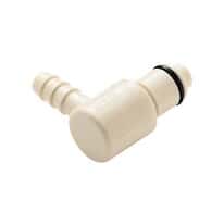 CPC (Colder) PLCD12 Quick-Disconnect Fittings, Hose Barb Insert, Elbow, Polypropylene, Valved, 1/4" ID