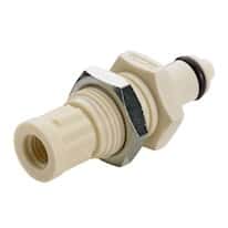 CPC (Colder) PMCD12 Quick-Disconnect Fittings, Thread Insert, Panel Mount, Valved, Polypropylene, 1/4-28 UNF(F); 25/Pk