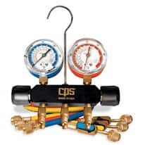 Black Max Professional A/C Manifold Set, 5' Valve Hoses; psi and F Gauges
