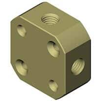 Dibafit™ Multiport Connector, 3-Way, 1/4"-28 UNF(F) flat bottom, PEEK™, mountable; 1/ea