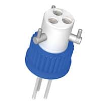 Diba Omnifit® Q-Series Solvent Bottle Cap, GL32, 3 UNF(F) ports with valves, blue