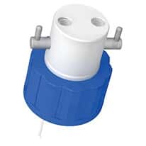 Diba Omnifit® Q-Series Solvent Bottle Cap, GL38/38-430 (plastic), 2 UNF(F) Ports w/ Valves, Blue
