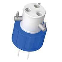 Diba Omnifit® Q-Series Solvent Bottle Cap, GL38/38-430 (plastic), 3 UNF(F) Ports w/ Valves, Blue
