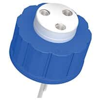 Diba Omnifit® Q-Series Solvent Bottle Cap, GL45, 3 UNF(F) ports without valves, blue; 1/ea