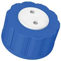 Diba Omnifit® T-Series Solvent Bottle Cap, GL45, 2 Luer Ports without Valve, Blue