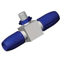 Diba Omnifit® Cap System Adapter, Tee, 1/4"-28 UNF(M) branch port; 1/ea
